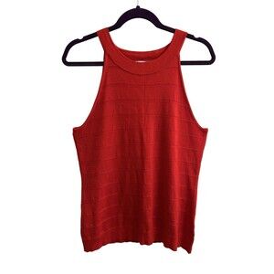 Anne Klein Women’s Banded Halter Tank Red Poppy Knit Sleeveless 0X Resort Summer